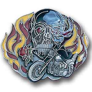 Belt Buckle - Skull and Flames